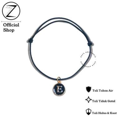Zafa Gelang Pria Wanita Tali Tahan Air Liontin Huruf Bulat - Simple zb X Circle Letter E