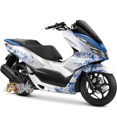 Stiker Decal Full Body Motor Honda PCX 150 PCX160 Batik Flower Floral PCX 160 Biru