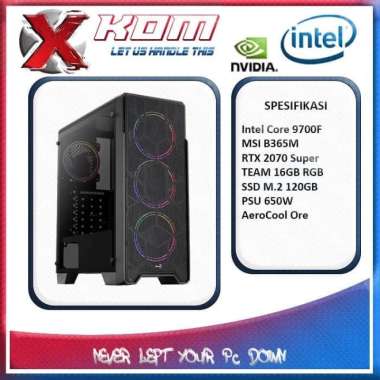 PC Gaming Komputer Rakitan PRO i7 9700F RTX 2070 SSD M.2 120GB Multivariasi Multicolor