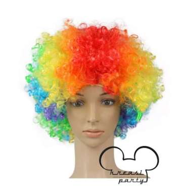 Wig Rainbow / Wig Kribo / Wig Badut / Rambut Palsu / Rambut Cosplay Multicolor