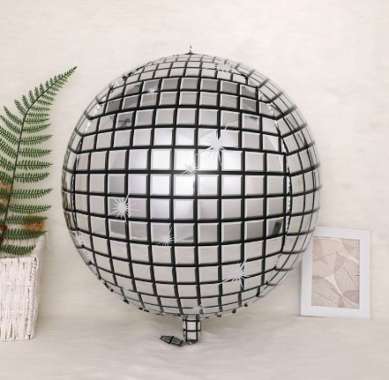 Balon Foil Bola Disco 4D Silver / Balon Disco Perak
