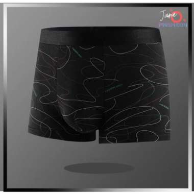 Celana Dalam Pria Boxer Seamless Motif Spiral Warna Anti Bakteri Ice Silk Underwear JOFCD31 XXL Blac