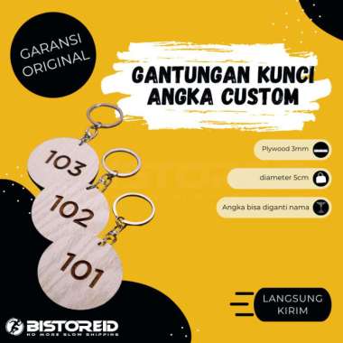 [Free Grafir] Gantungan Kunci Custom Kayu Nomor Pintu Kamar