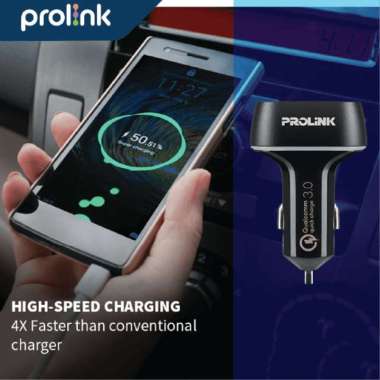 PROLiNK Car Charger mobil 35W 3 Port Fast Charging QC 3.0 PCC33502