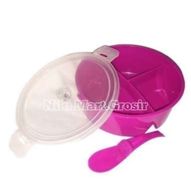 (S) Tempat Makan Bekal Plastik Sekat 3 Bulat / Kotak Bekal Bulat