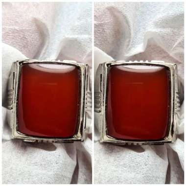 Cincin Akik Batu Kristal Merah Red Baron Yaman Ahmar GambarMotif Antik