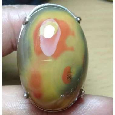 Cincin Akik Batu Motif Gambar 3 Warna Jumbo Unik Antik