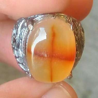 Cincin Akik Batu Gambar Motif Salib Tapak Jalak 8