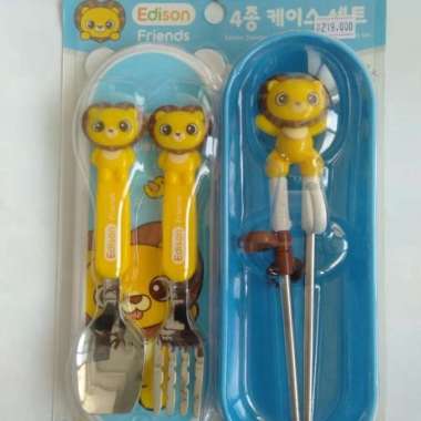 Edison Training Chopstick Stainless Spoon and Fork / Sumpit Anak Lion