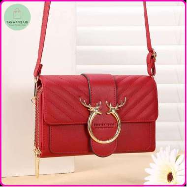 Tas Selempang Kulit Wanita Dompet Cewek Multifungsi FY C270-9 Original Import Red maroon