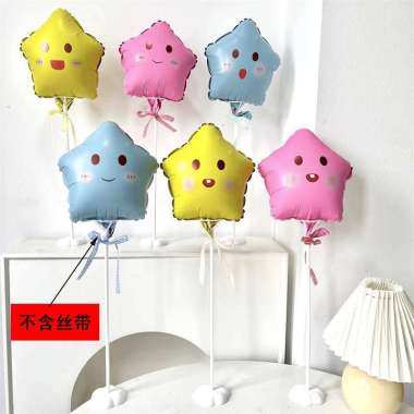 Balon BINTANG EMOJI / Balon Foil Emoji Star Cute 5pc stik balon foil
