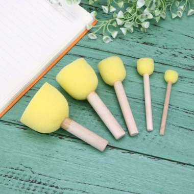Sponge Brush - Kuas Lukis Anak Bahan Spons (5Pcs) Multicolor