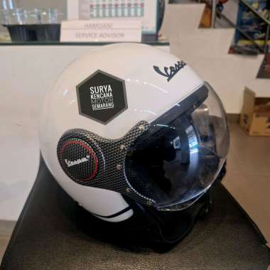 Helm Vespa Visor Carbon White Original L