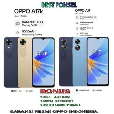 OPPO A17 RAM 4/64 GB | A17K 3/64 GB | A15 2/32 GB A55 4/64 GB | A15 3/32 GB GARANSI RESMI OPPO INDON