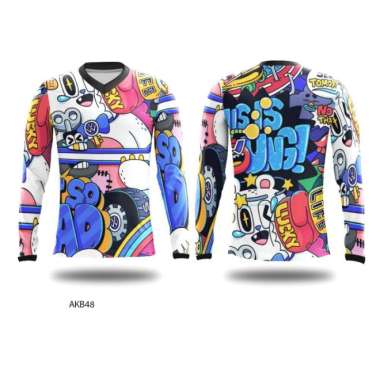 Kaos Baju Jersey Olahraga Sepeda Couple Motif Doodle Unisex dan Model