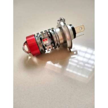 LAMPU LASER DEPAN UTAMA MOTOR H4 + SENJA BIRU MERAH 2 WARNA SUPER TERANG BRIGHT MOGE MOTOR GEDE SPOR