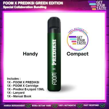 Foom X Prediksi Green Edition Bundling 11W 580mAh Pod Kit Authentic by Foom Lab STRAWBERRY IC