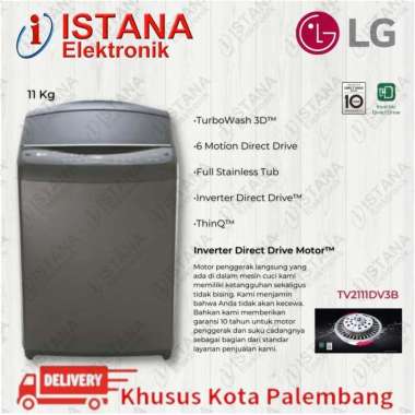 LG MESIN CUCI 1 TABUNG TOP LOADING 11 KG INVERTER TV2111DV3B