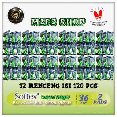 Softex Daun Sirih Pembalut Sachet Isi 2 Pads Wing - 36 cm (Kemasan 12 Renceng)