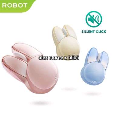 Robot M380 Mouse Wireless USB Receiver Kelinci Kartun Lucu Rabbit Silent Key Beige