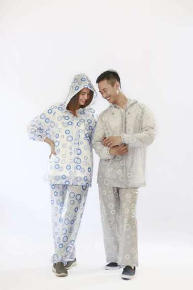 Jas Hujan Jaket Celana ( stelan ) POP merk Ibex, stelan POP IBEX BIRU.