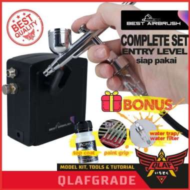 BEST AIRBRUSH SET ENTRY LEVEL 100 mini compressor mesin cat free FLAT