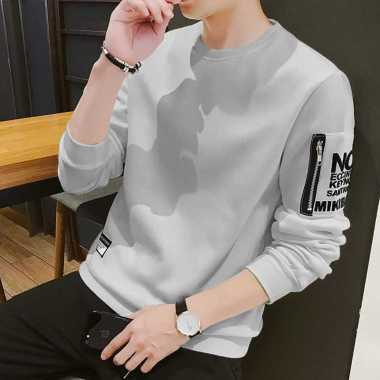 MILLION -Baju Atasan Kaos Pria Lengan Panjang Martin Baju Sweater Cowok Grey XXL