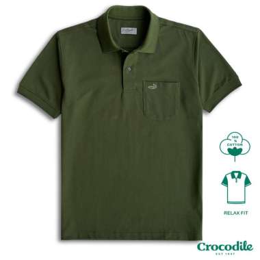 Crocodile CRCOLE Army - Baju Pria Men Polo Shirt - Relax Fit - Katun Army XL