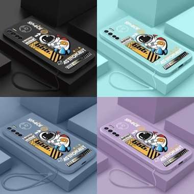 Casing Oppo Reno 3 A91 Rocket Astronot Gambar Silicone Square OPPO A91 Hitam
