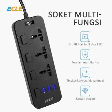 Stop Kontak Smart Power Strip Socket Colokan Listrik Socket USB Hitam/Putih hitam