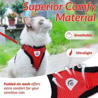 Harness Kucing Tali Leash Kucing Harness Rompi Kucing Tali Kucing Hitam - M