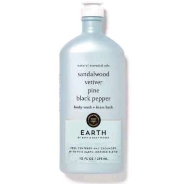 BATH & BODY WORKS BBW AROMATHERAPHY EARTH SANDALWOOD VETIVER PINE BLACK PEPPER BODY WASH + FOAM BATH