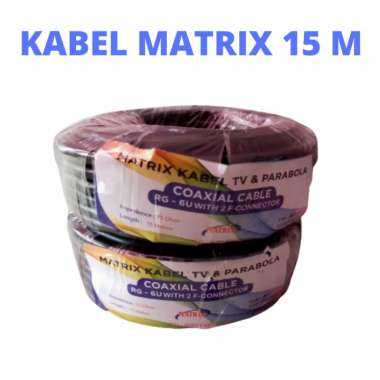 kabel antena 15m 2F connector tv parabola merk MATRIX RG6 5C