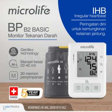 Tensimeter Digital Microlife B2 Basic - Tensi Alat Ukur Tekanan Darah Multicolor