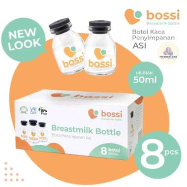 Botol Kaca ASI Terbaik Bossi (1 Kotak Isi 8 Botol) | Bossi Botol Asi Kaca | Botol Kaca ASI 50 ml | B