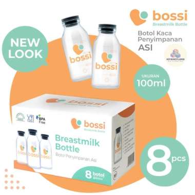 Botol Kaca ASI Terbaik Bossi (1 Kotak Isi 8 Botol) | Bossi Botol Asi Kaca | Botol Kaca ASI 50 ml | B