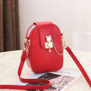 KoreaBag Tas Hp Selempang Wanita KB 1626 Tas Mini Sling Fashion Import Berkualitas Premium Red