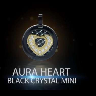 Kalung Kesehatan Pendant Aura Heart Black Crystal Mini Original MCI Multicolor