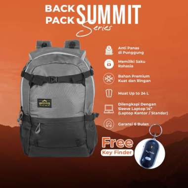 Tas Ransel Outdoor Waterproof muat laptop 14 Inch, Summit Grey Black