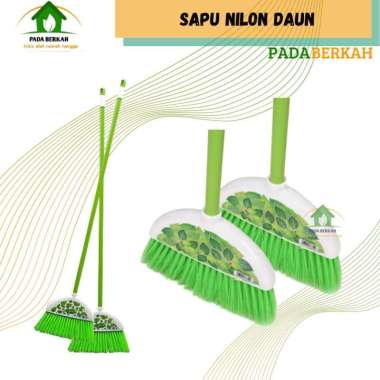 Sapu Nilon Daun Plastik Broom Warna Hijau Nagoya Sapu Lantai Panjang