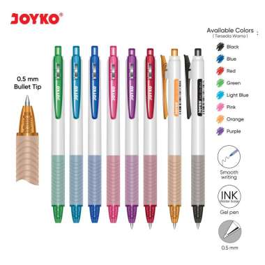 Color Gel Pen Pulpen Pena Jel Warna Joyko GPC-374 0.5 mm Red