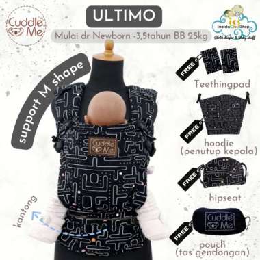 gendongan hipseat cuddle me ultimo baby carier pacman Black
