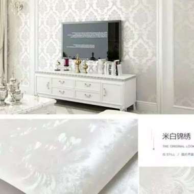 WALLPAPER STIKER DINDING POLOS BERTEKSTUR DAMASK