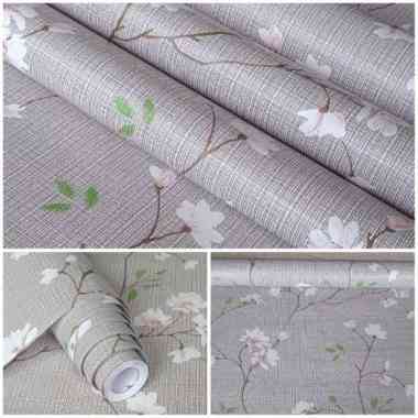 WALLPAPER STIKER DINDING HIJAU POLOS BERTEKSTUR DAUN