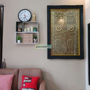 Kaligrafi Pintu Ka'bah Kuningan Asli Timbul Black Framing Manis Mewah