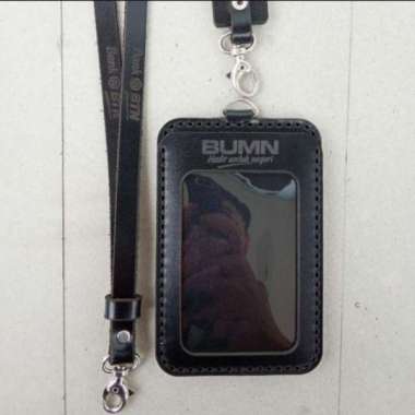 Mivaso ID CARD HOLDER KULIT, NAME TAG HOLDER KULIT CUSTOM, GANTUNGAN ID CARD KULIT Hitam