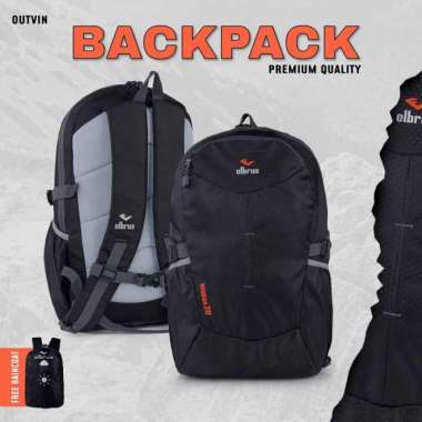 Tas Ransel Daypack Pria Tas Sekolah Kerja Laki Laki Gratis Raincoat Hitam