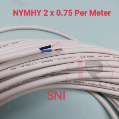 Kabel Listrik NYMHY 2 x 0.75 SNI per meter / Kabel Listrik Serabut 2 x 0.75 per meter