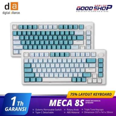 Digital Alliance Meca 8S 75% With Knob Button Gaming Keyboard Red Switch Ocean Dark