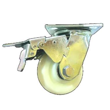 Roda Troly Troli Nylon Nilon 4" Inch Rem ( Swivel Brake ) Heavy Duty